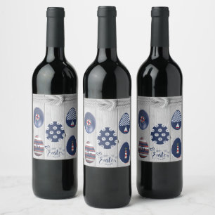 Happy Easter Nautical Themed Coastal Boating Wine Label