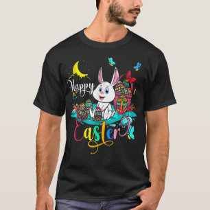 Happy Easter Night Bunny Easter Eggs Basket Happy T-Shirt