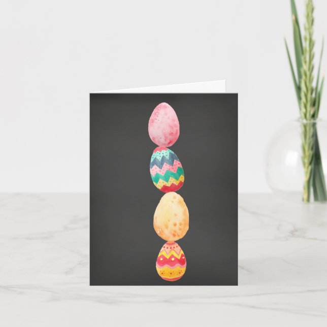 Happy Easter Notecard with Colourful Eggs (Front)