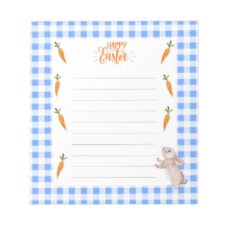 Happy Easter notepad with bunny and carrots.