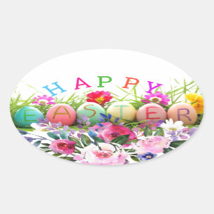 Happy  Easter Oval Stickers