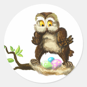 Happy Easter owl Classic Round Sticker