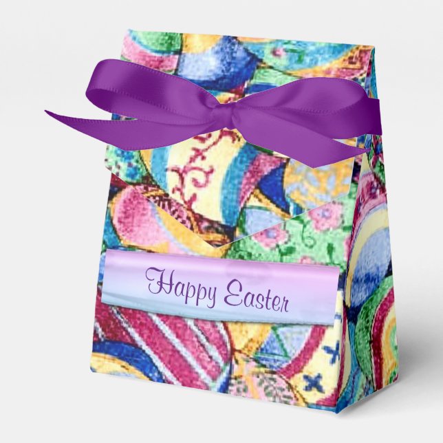 Happy Easter Painted Easter Eggs Tent Favour Box (Front Side)