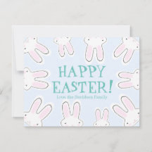 Happy Easter pale blue cute funny bunnies custom
