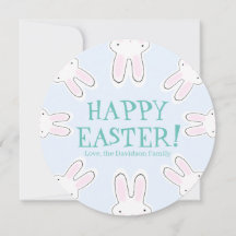Happy Easter pale blue cute funny bunnies custom