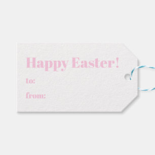 Happy Easter pale pink to from modern typography Gift Tags