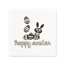 Happy Easter Paper Napkin Digital Embossed effect