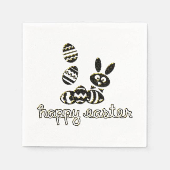 Happy Easter Paper Napkin Digital Embossed effect (Front)