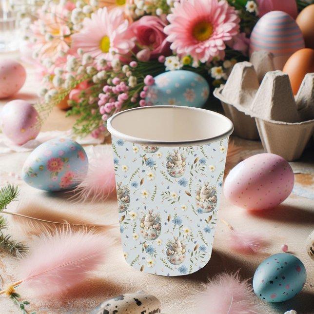 Happy Easter Party Bunny Celebration Blue Paper Cups (Creator Uploaded)