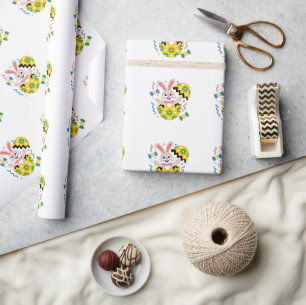 Happy Easter Party Bunny Popping Out Wrapping Paper
