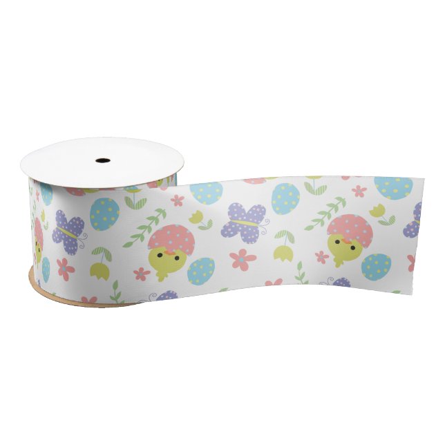 Happy Easter Pastel Colourful Kawaii Spring Cute Satin Ribbon (Spool)