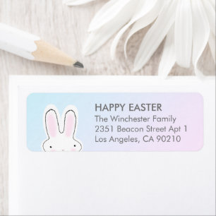 Happy Easter pastel colours cute bunny address