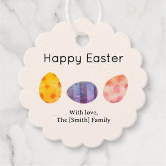 Happy Easter Pastel Eggs Custom Family Favour Tags