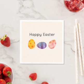 Happy Easter Pastel Eggs Elegant Soft Cream Napkin