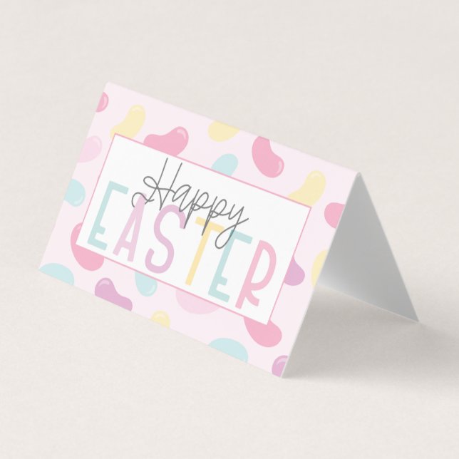 Happy Easter Pastel Jelly Beans Bag Topper Business Card (Front)