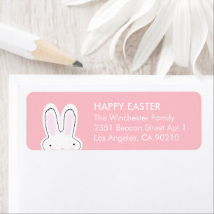 Happy Easter pastel pink cute bunny fun address
