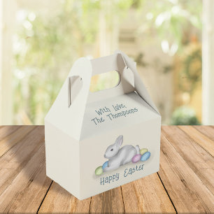 Happy Easter Pastel Simple Bunny Typography Favour Box