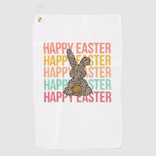 Happy Easter Pastel Spring Leopard Bunny Rabbit Wo Golf Towel
