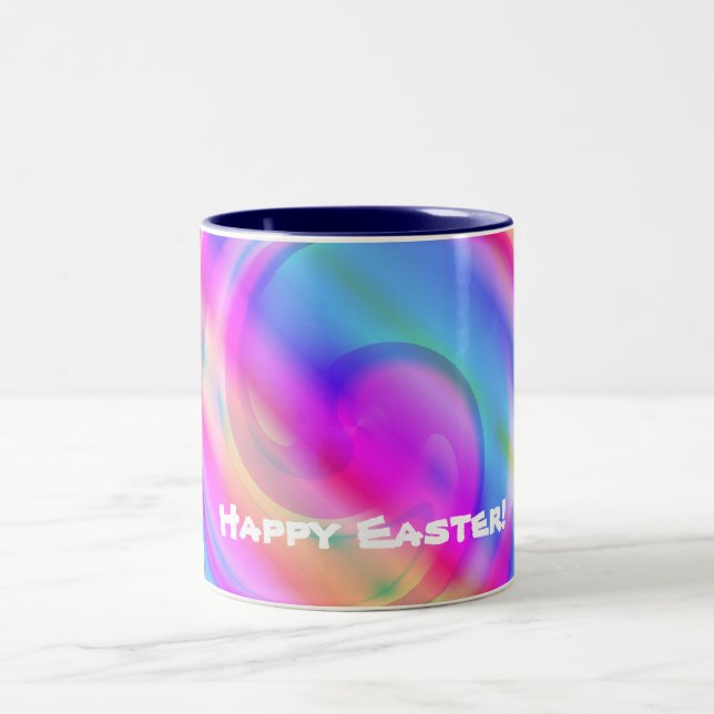 Happy Easter Pastel Swirl, ZSSG Two-Tone Coffee Mug (Center)