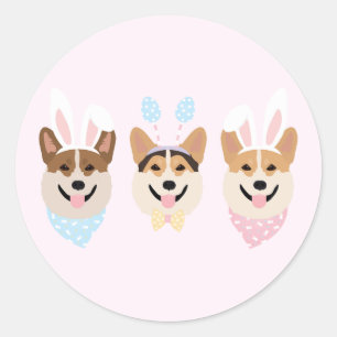Happy Easter Pembroke Welsh Corgi Dogs Classic Round Sticker