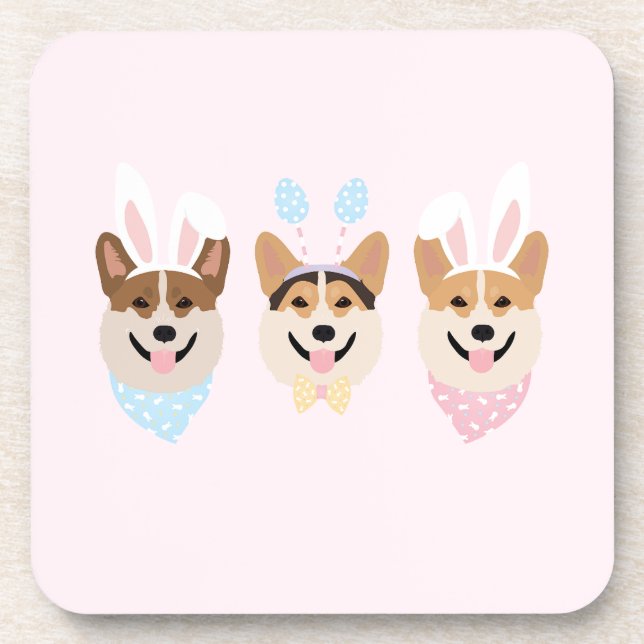 Happy Easter Pembroke Welsh Corgi Dogs Coaster (Front)