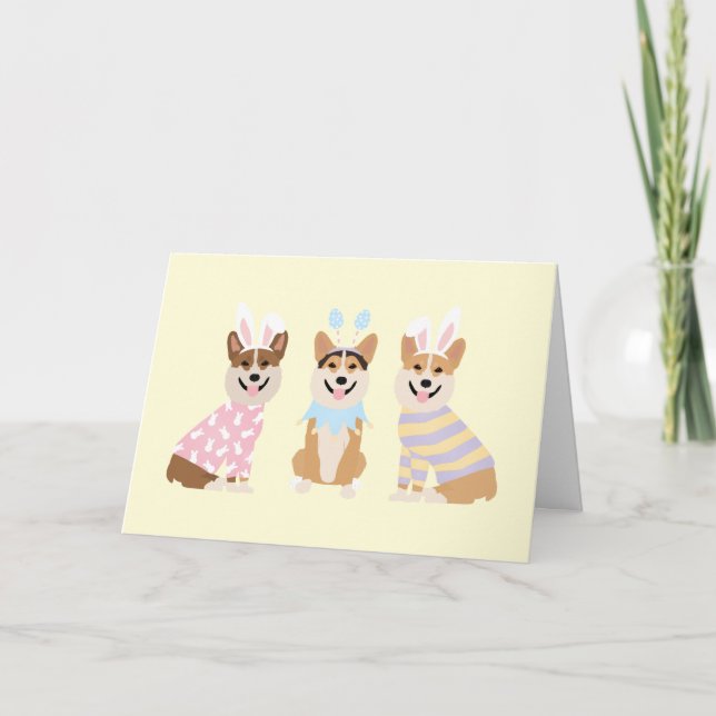 Happy Easter Pembroke Welsh Corgi Dogs Holiday Card (Front)