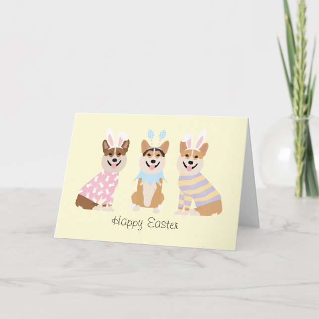 Happy Easter Pembroke Welsh Corgi Dogs Holiday Card (Front)