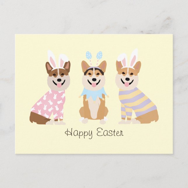 Happy Easter Pembroke Welsh Corgi Dogs Postcard (Front)