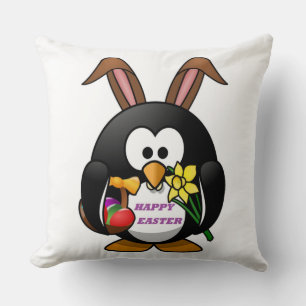 "HAPPY EASTER" PENGUIN BUNNY CUSHION
