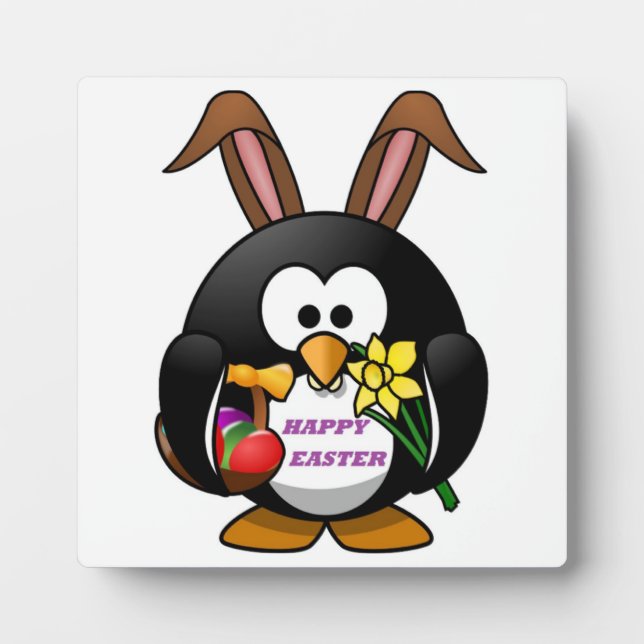 "HAPPY EASTER" PENGUIN BUNNY PLAQUE (Front)