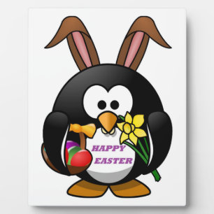 "HAPPY EASTER" PENGUIN BUNNY PLAQUE