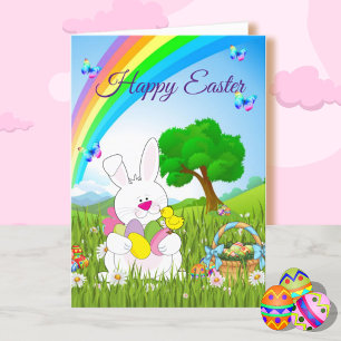 Happy Easter Personalise Boy's Name Colourful Holiday Card