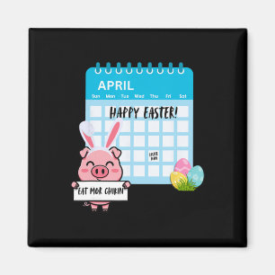 Happy Easter Pig With Bunny Ears Calendar Funny Ea Magnet