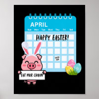 Happy Easter Pig With Bunny Ears Calendar Funny Ea