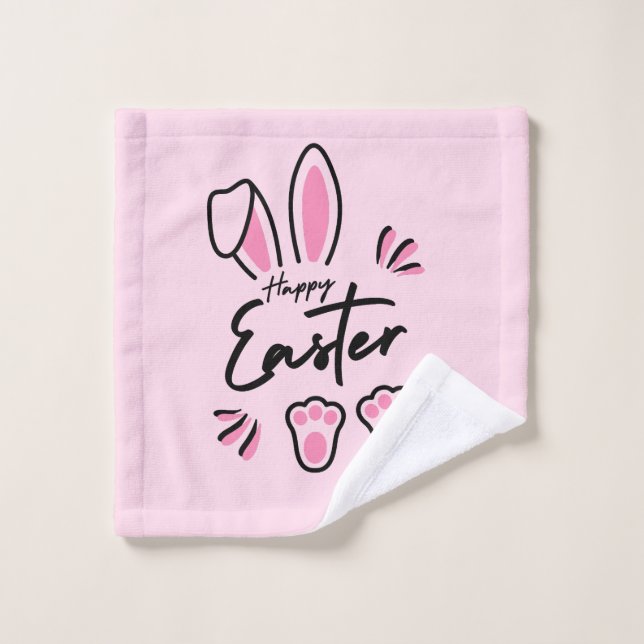 Happy Easter (Pink) Bath Towel Set (Wash Cloth)
