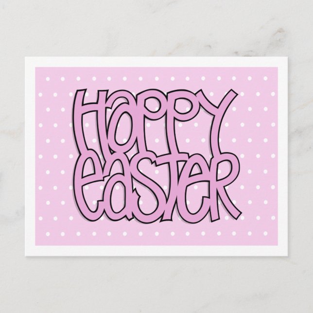 Happy Easter pink dot Postcard (Front)