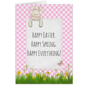 Happy Easter-pink gingham with flowers