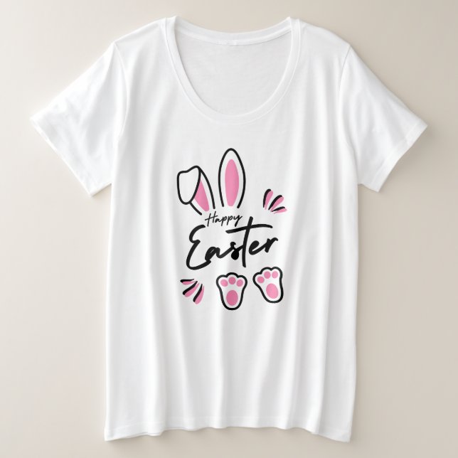 Happy Easter (Pink) Plus Size T-Shirt (Design Front)