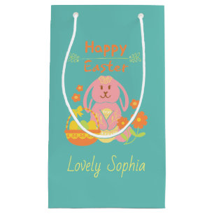 Happy Easter Pink Rabbit Small Gift Bag