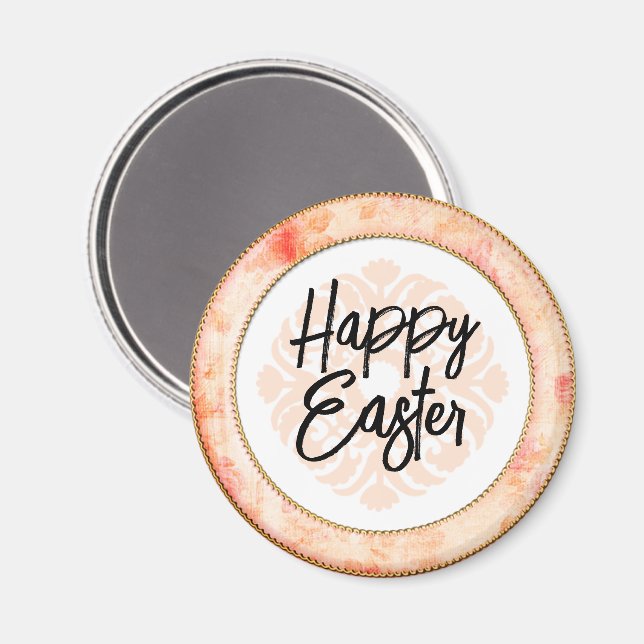 Happy Easter Pink Vintage Frame Magnet (Front/Back)