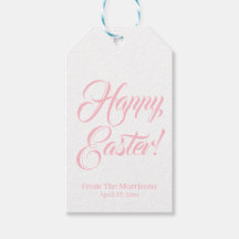 Happy Easter pink white custom script elegant chic