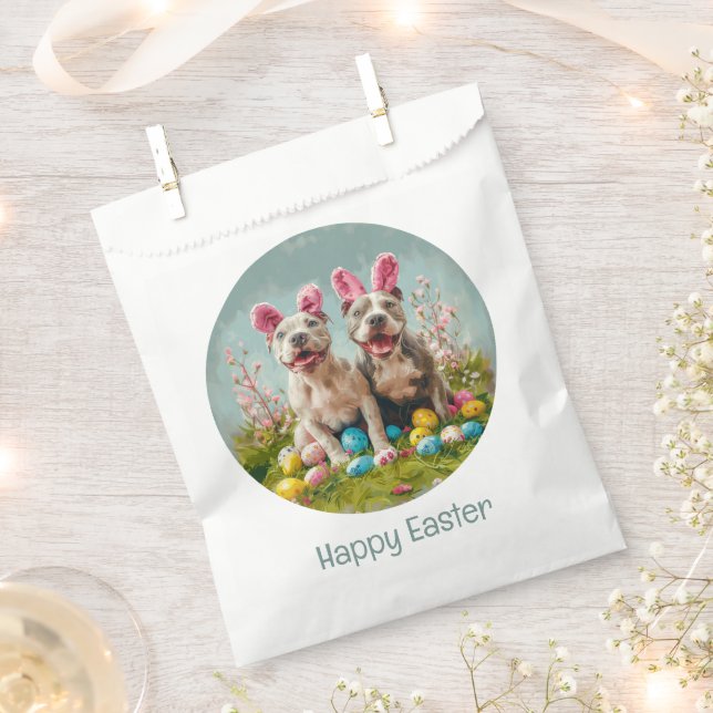 Happy Easter Pit Bull Dogs Favour Bags (Clipped)