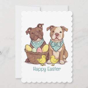 Happy Easter Pit Bull Dogs Holiday Card