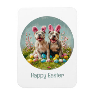 Happy Easter Pit Bull Dogs Magnet