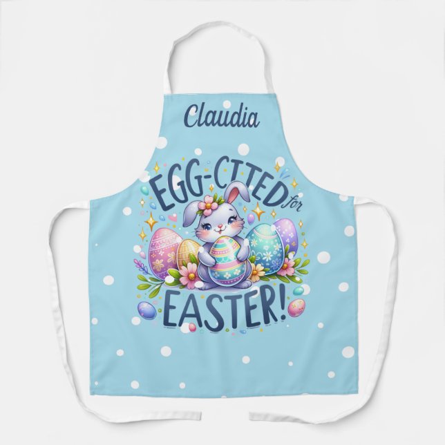 Happy Easter Polka Dot Easter Bunnies Apron (Front)
