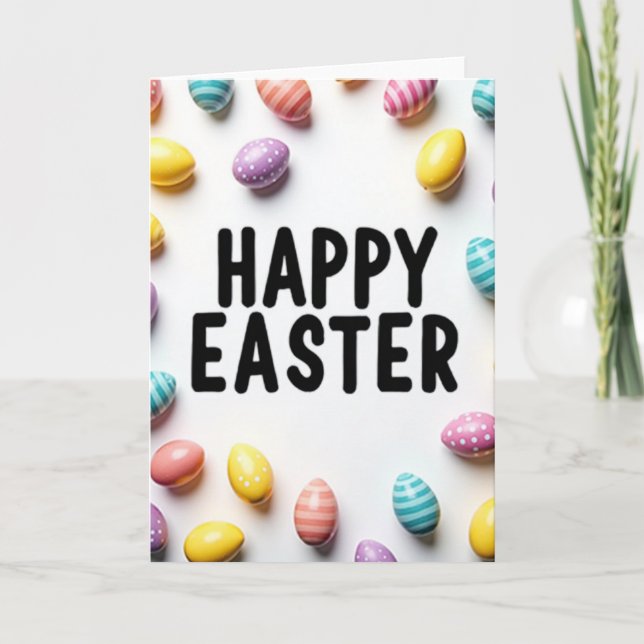Happy Easter Polka Dot Egg Card (Front)