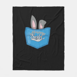 Happy Easter Pop Peeking Bunny Fleece Blanket