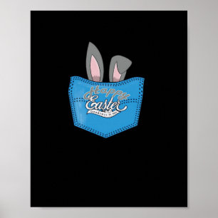 Happy Easter Pop Peeking Bunny Poster