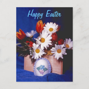 Happy Easter PostCard~Daisies & Tulips Holiday Postcard