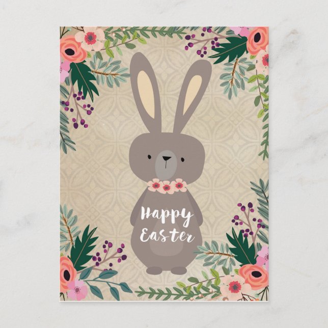 Happy Easter postcard easter bunny personalised (Front)